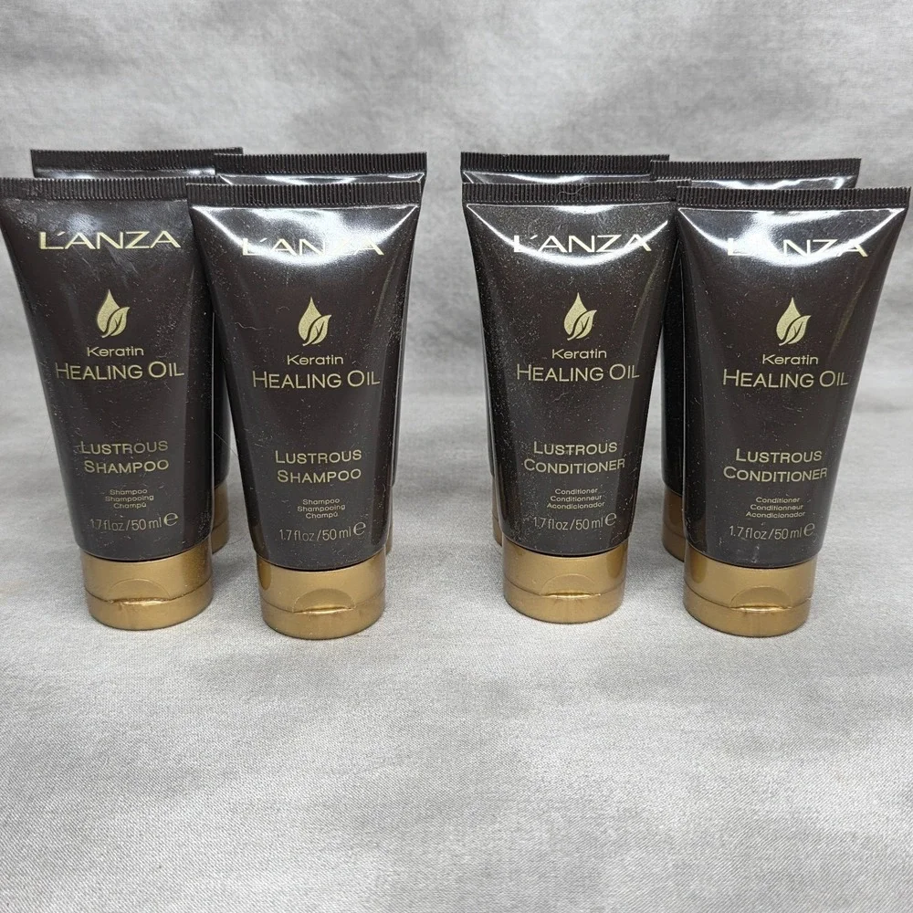 Lanza Healing Oil Lustrous Shampoo (4) & Conditioner (4) 1.7 fl oz Travel Size
